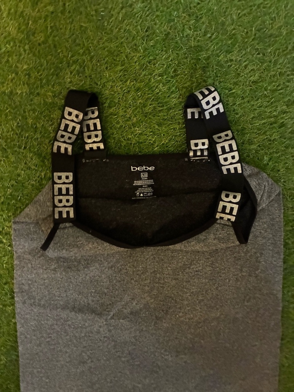 bebe Gray Logo Strap V-Neck Tank - Picture 3 of 4